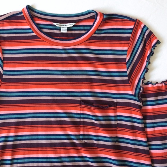 American Eagle Outfitters Dresses & Skirts - AE // NWOT bright striped lettuce hem tshirt dress